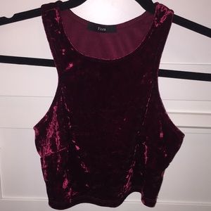 Cropped red velvet top